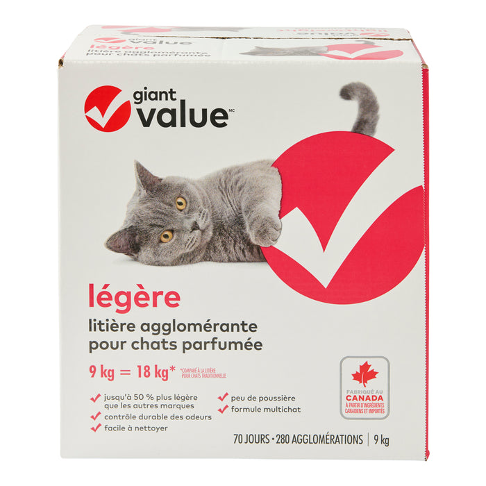 Giant Value légère litière agglomérante pour chats parfumée, 9 kg
