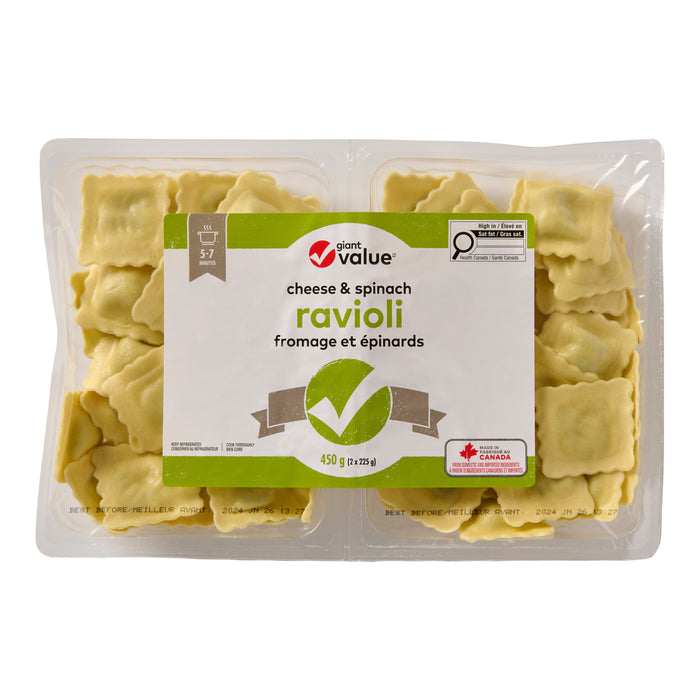 Raviolis au fromage et aux épinards Giant Value, 450 g