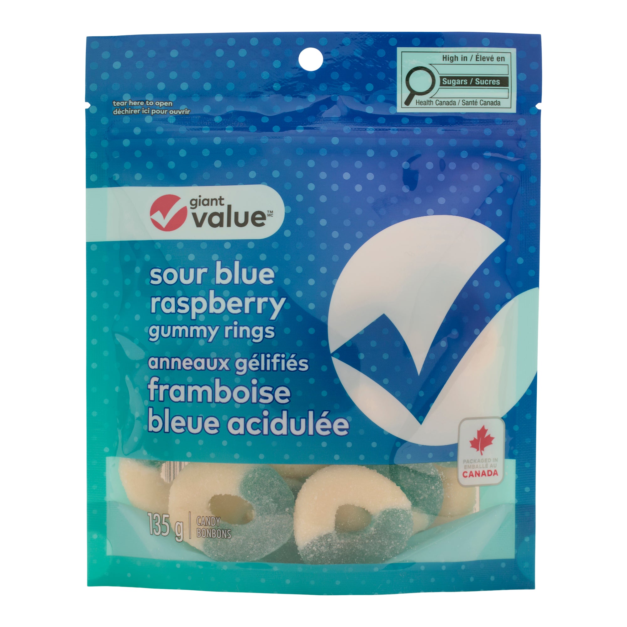 Giant Value Sour Blue Raspberry Gummy Rings, 135 g – Giant Tiger