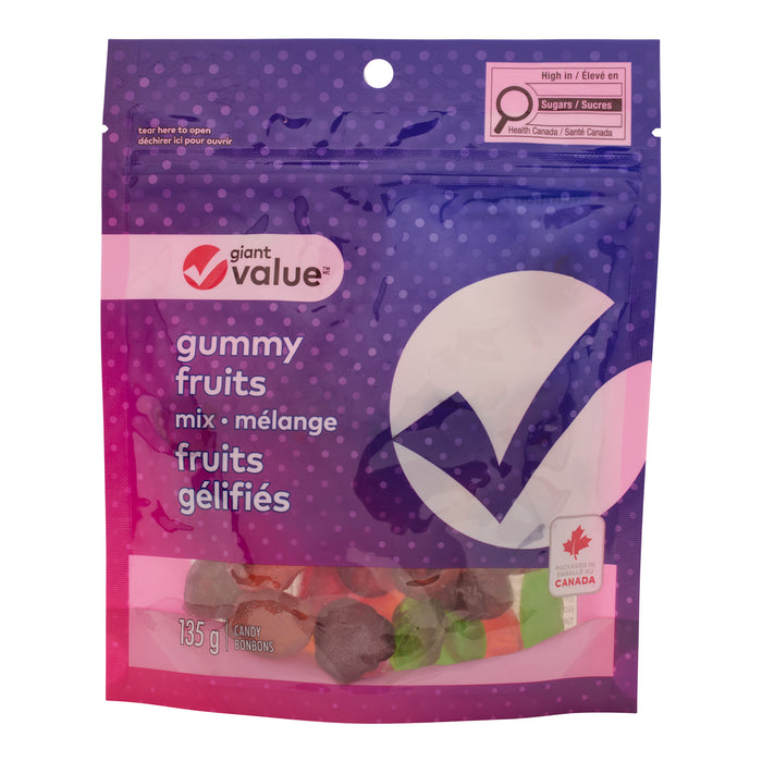 Mélange de bonbons gélifiés aromatisés aux fruits Giant Value, 135 g