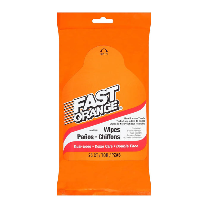Fast Orange Hand Cleaner Wipes, 25-Pack