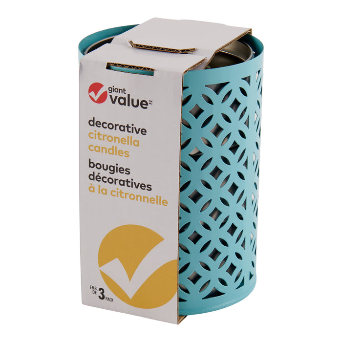 Giant Value Decorative Citronella Candles, 3-Pack