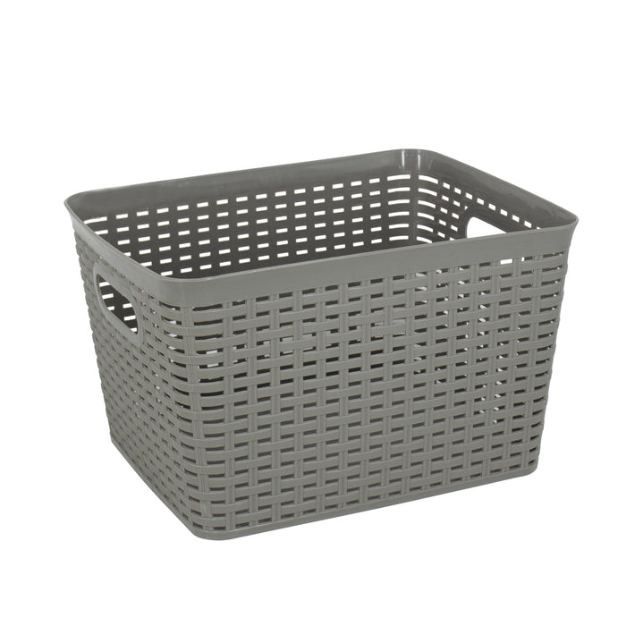 Giant Value Plastic Wicker Bin, Large