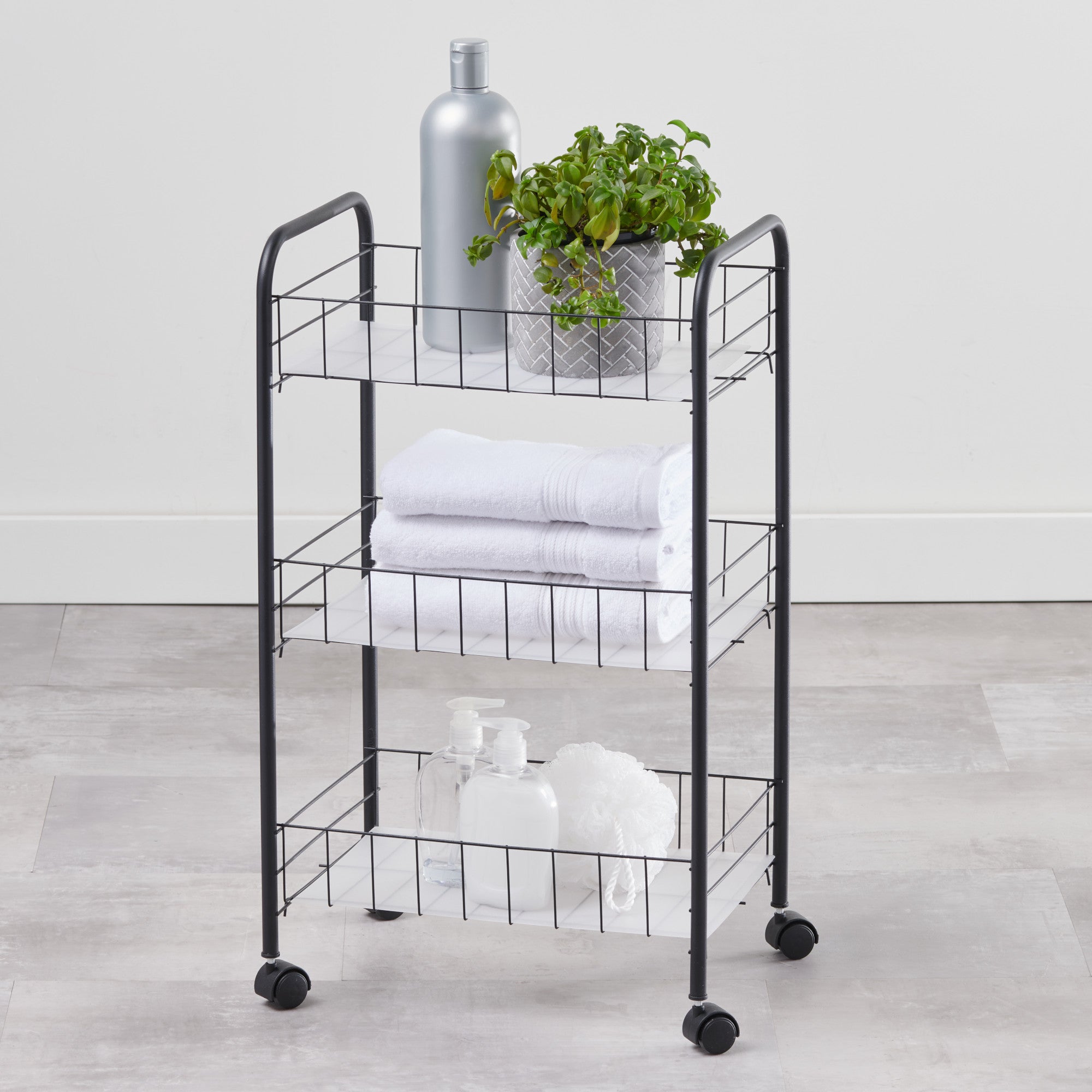 HomeStyles 3 Shelf Rolling Wire Rack, Black – Giant Tiger