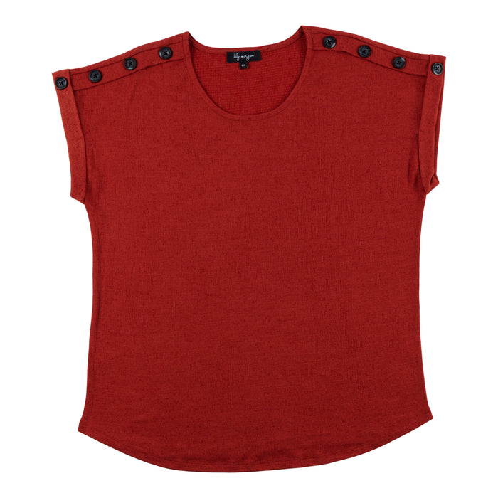 lily morgan Women's Short Sleeve Button Detail Blouse
