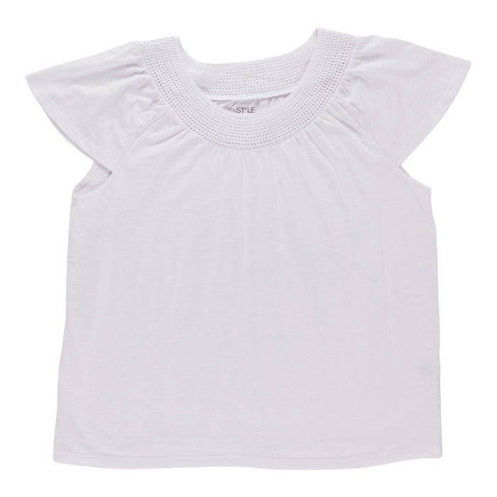T-shirt en tissu de laine grossière avec détail en crochet au cou Mykonos mySTYLE pour femmes