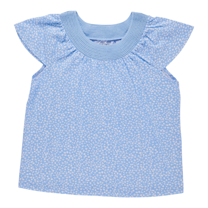 T-shirt imprimé en tissu de laine grossière avec détail au cou en crochet Mykonos mySTYLE pour femmes