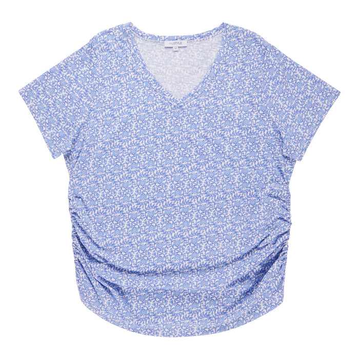 mySTYLE Women's Plus Ruched V-Neck T-Shirt