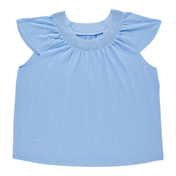 T-shirt flammé à col crocheté Mykonos taille plus mySTYLE pour femmes