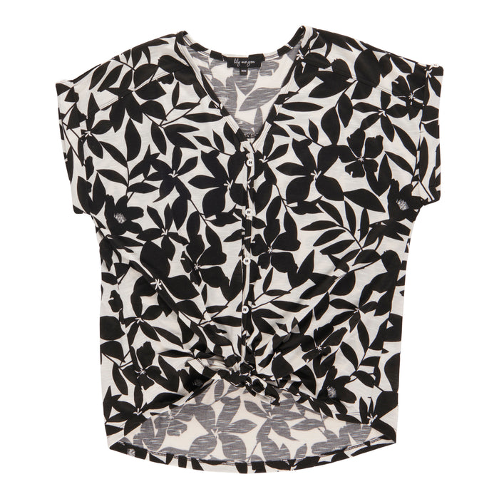 lily morgan Women's V-Neck Tie-Front Blouse