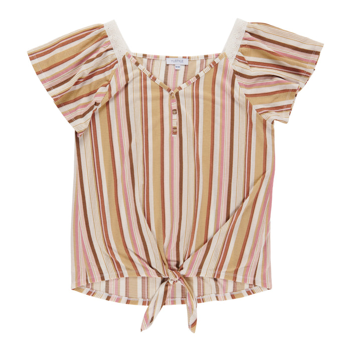 Chemise flottante nouée à l'avant à manches courtes Festival mySTYLE pour femmes