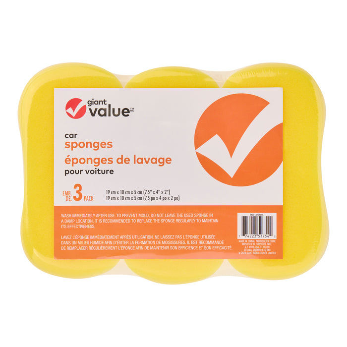 Giant Value Car Cleaning Sponge, 3-Pack