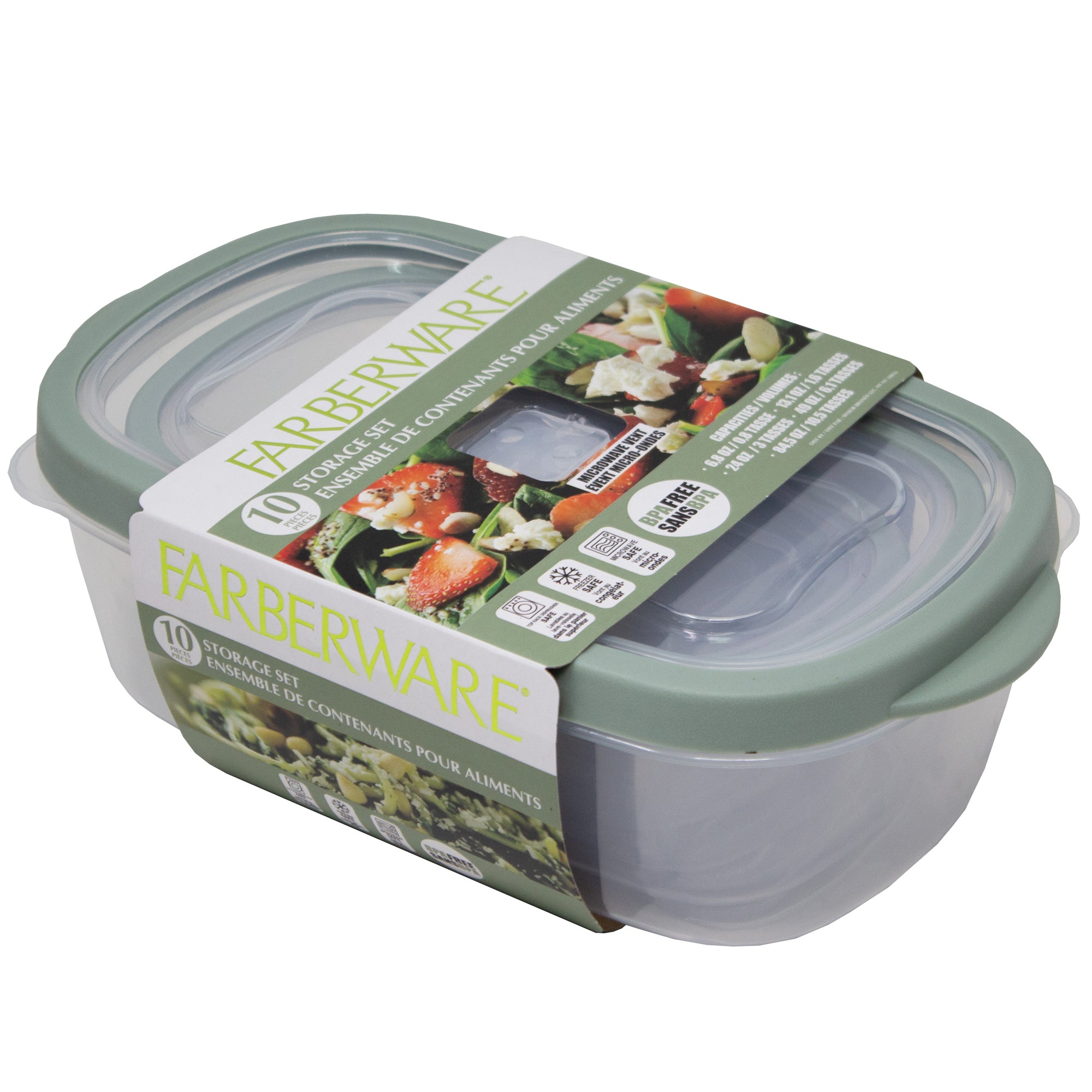 Farberware Rectangular Nesting Food Storage Set, 10 Piece Giant Tiger