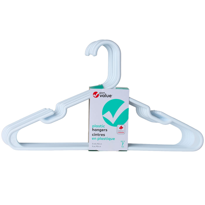 Cintres en plastique Giant Value - blanc, 16 po, emb. de 7