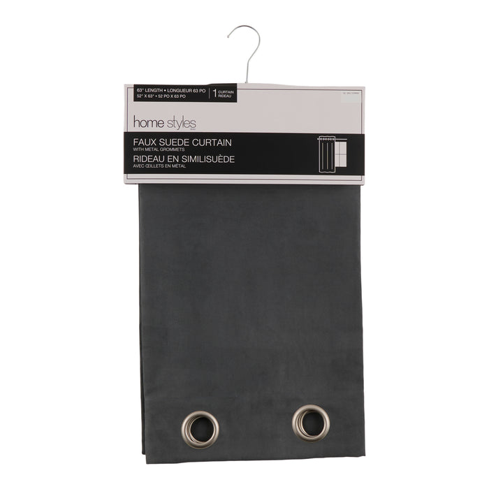 Rideau en similisuède HomeStyles, gris - 52 po x 63 po