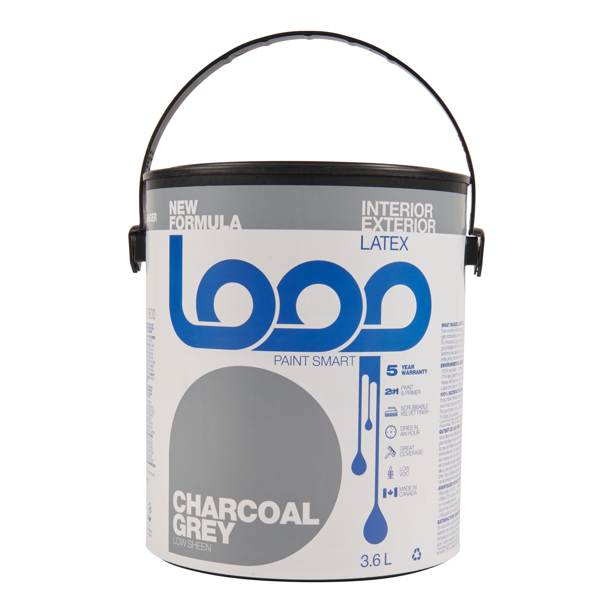 Loop Interior/Exterior Latex Premium Recycled Paint, Grey, 3.8-L ...