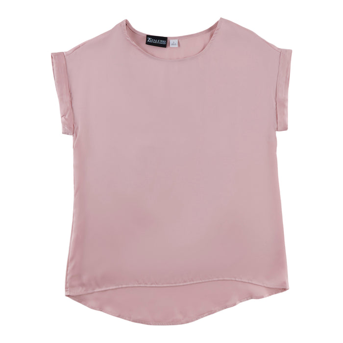 Blouse en satin à manches courtes pour femmes