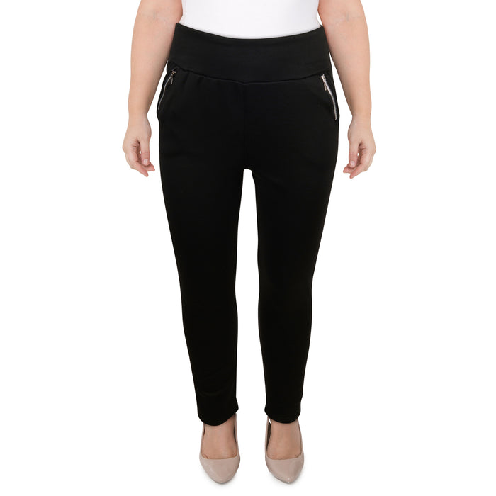 Pantalon avec détail à fermeture à glissière taille plus lily morgan pour femmes, noir