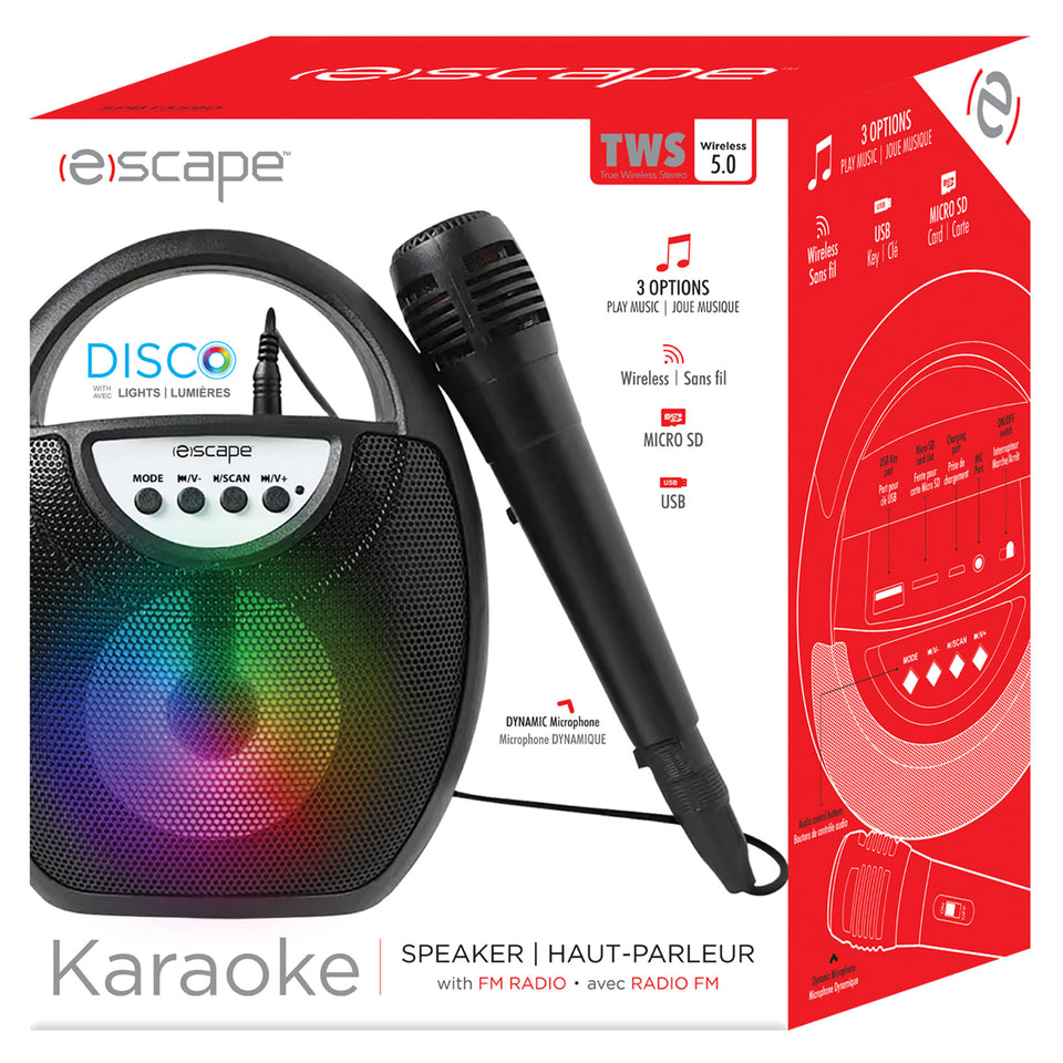 Deqube – Microphone Karaoké Sur Pied Réglable 65-100 Cm – Avec Boule Disco Lumineuse Et Effets Sonores – Connexion Smartphone