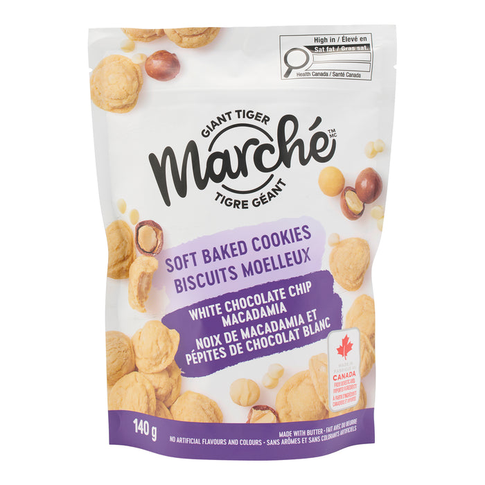 Giant Tiger Marché Noix de Macadamia et pépites de chocolat blanc biscuits moelleux, 140 g