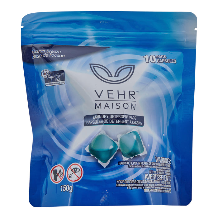 Capsules de détergent à lessive ocean breeze Vehr Maison, emballage de 10