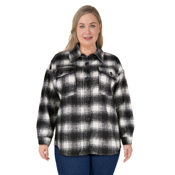 mySTYLE Women's Plus Plaid Shacket