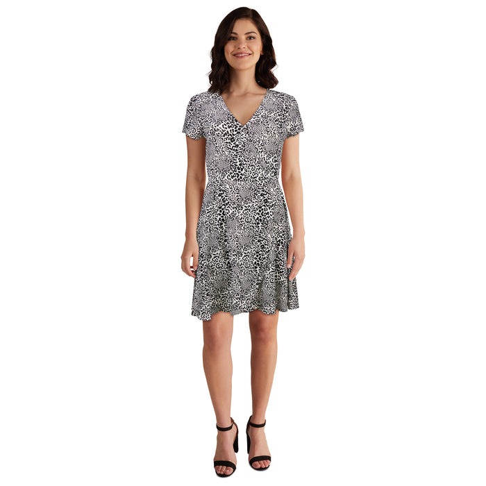 Robe portefeuille imprimée à manches courtes lily morgan pour femmes