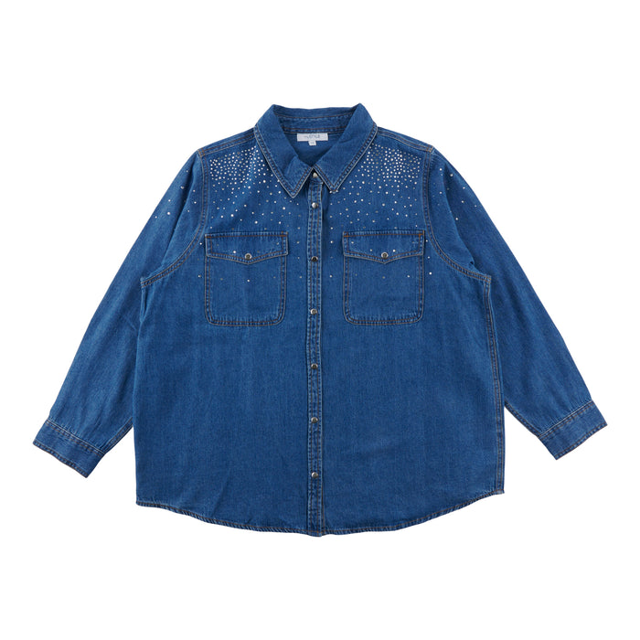 Chemise en denim avec brillants taille plus mySTYLE pour femmes