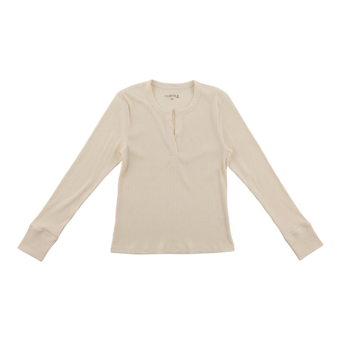 mySTYLE Women's Long Sleeve V-Neck Henley