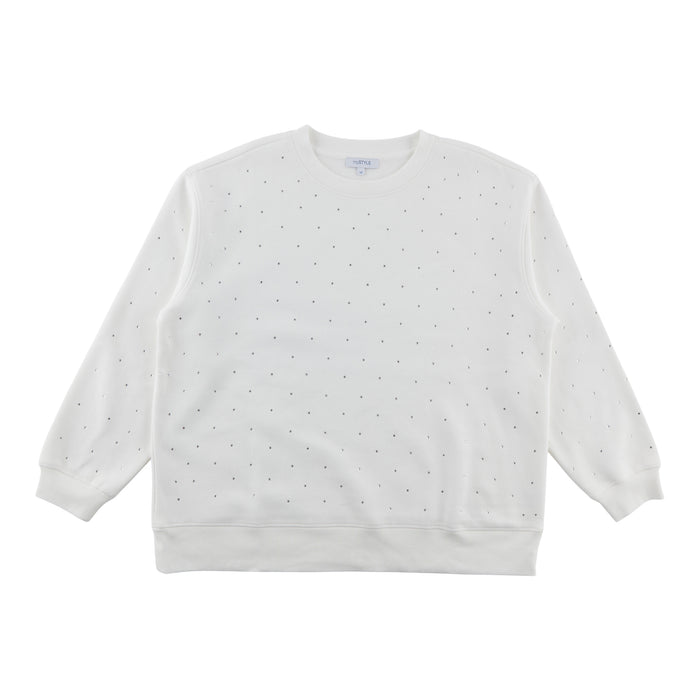 mySTYLE Women's Plus Rhinestone Crew Neck Sweater