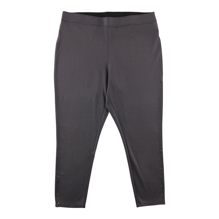 lily morgan Women's Plus Solid Ponte Pants with Stud Detail