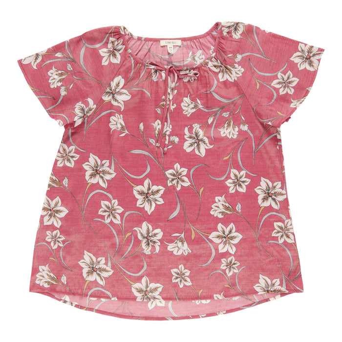 Blouse à manches courtes à volants pour femmes