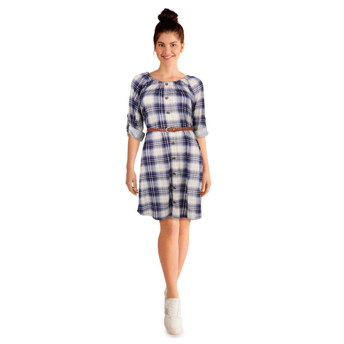 Robe carreautée ceinturée Odyssée mySTYLE pour femmes