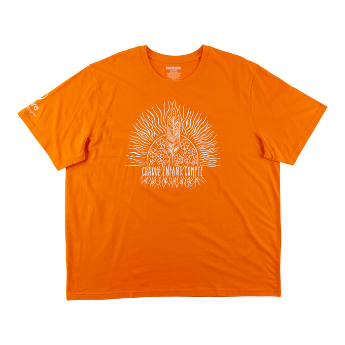 « Chaque Enfant Compte », t-shirt orange unisexe en français de la Journée nationale de la vérité et de la réconciliation surdimensionnée/taille plus pour adultes