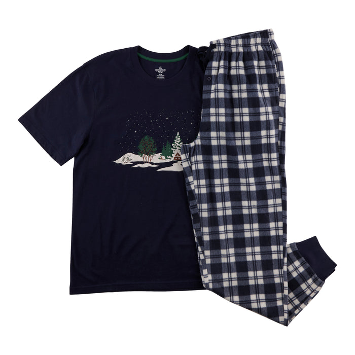 Pyjama à manches courtes en tissu micropolaire Mountain Ridge pour hommes, 2 pièces