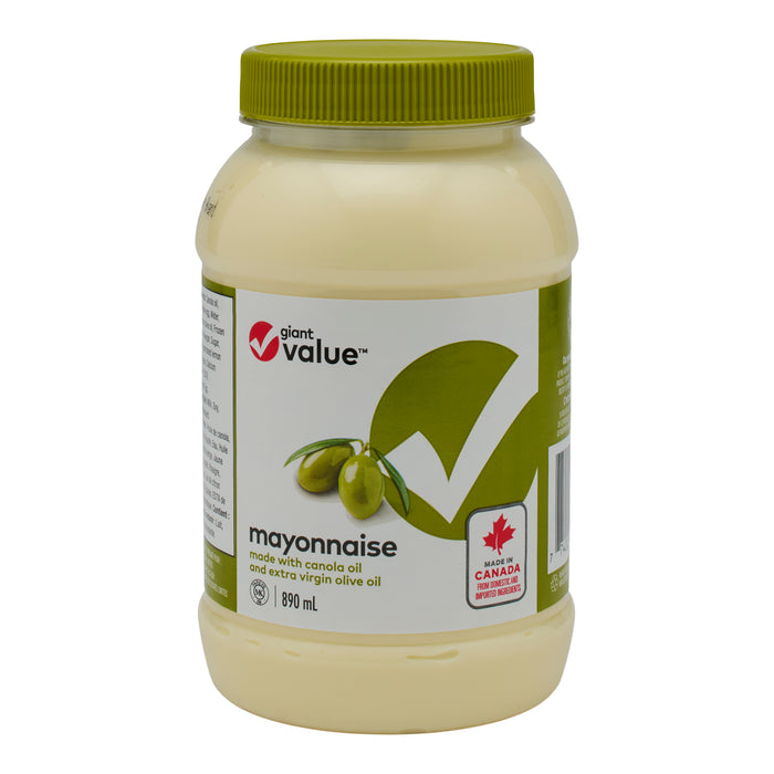 Giant Value mayonnaise avec l'huile d'olive extra vierge, 890 ml