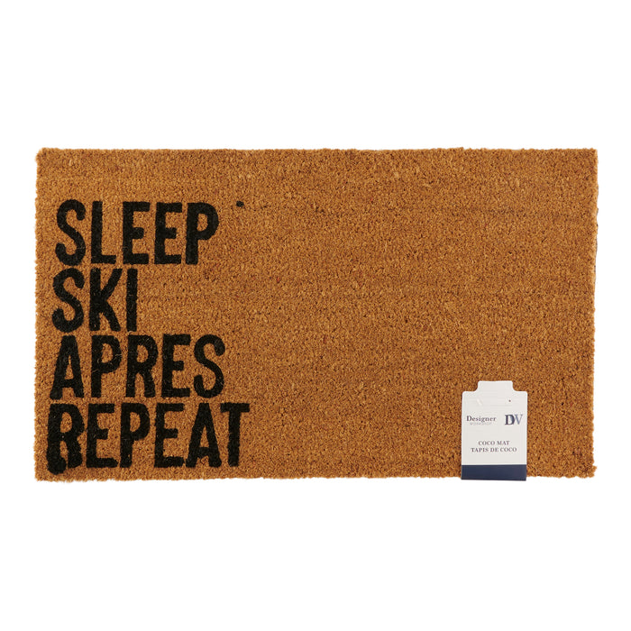 Tapis en fibre de coco à thématique de chalet - anglais, 18 po x 30 po
