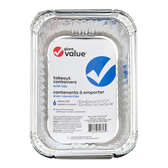 Giant Value Takeout Containers with Lids, 12-Pieces