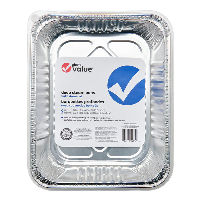 Giant Value Deep Steam Pans with Dome Lid, 2-Pack