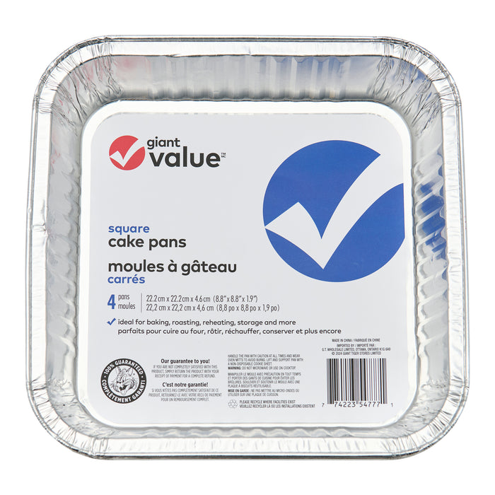 Giant Value Square Cake Pans, 4-Pack