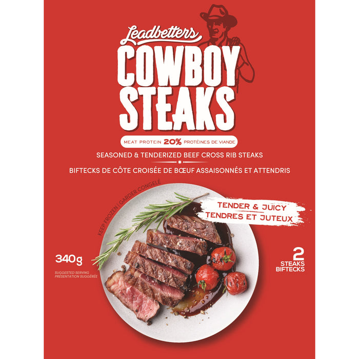Leadbetters biftecks Cowboy, emballage de 2