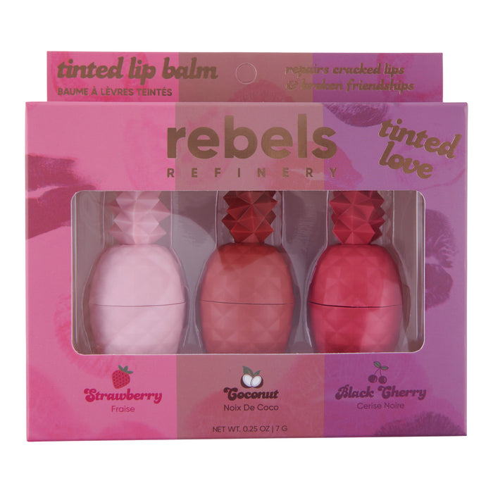 Ensemble de baumes à lèvres ananas teintés Rebels Refinery, emballage de 3