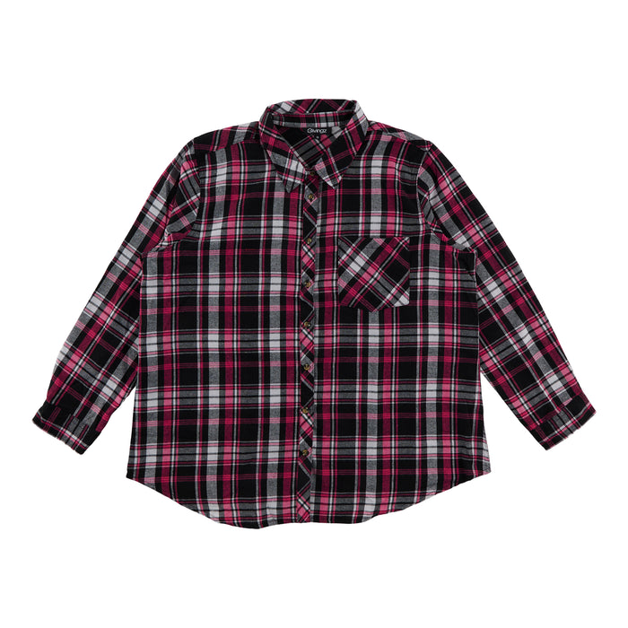 Chemise à carreaux en flanelle taille plus pour femmes