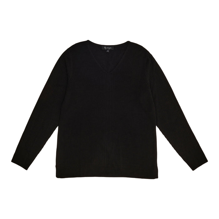 lily morgan Women's Ribbed V-Neck Top