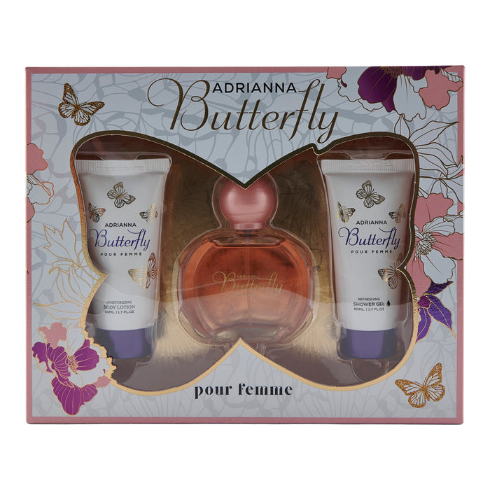 Ensemble-cadeau de parfum Adrianna Butterfly, 3 pièces