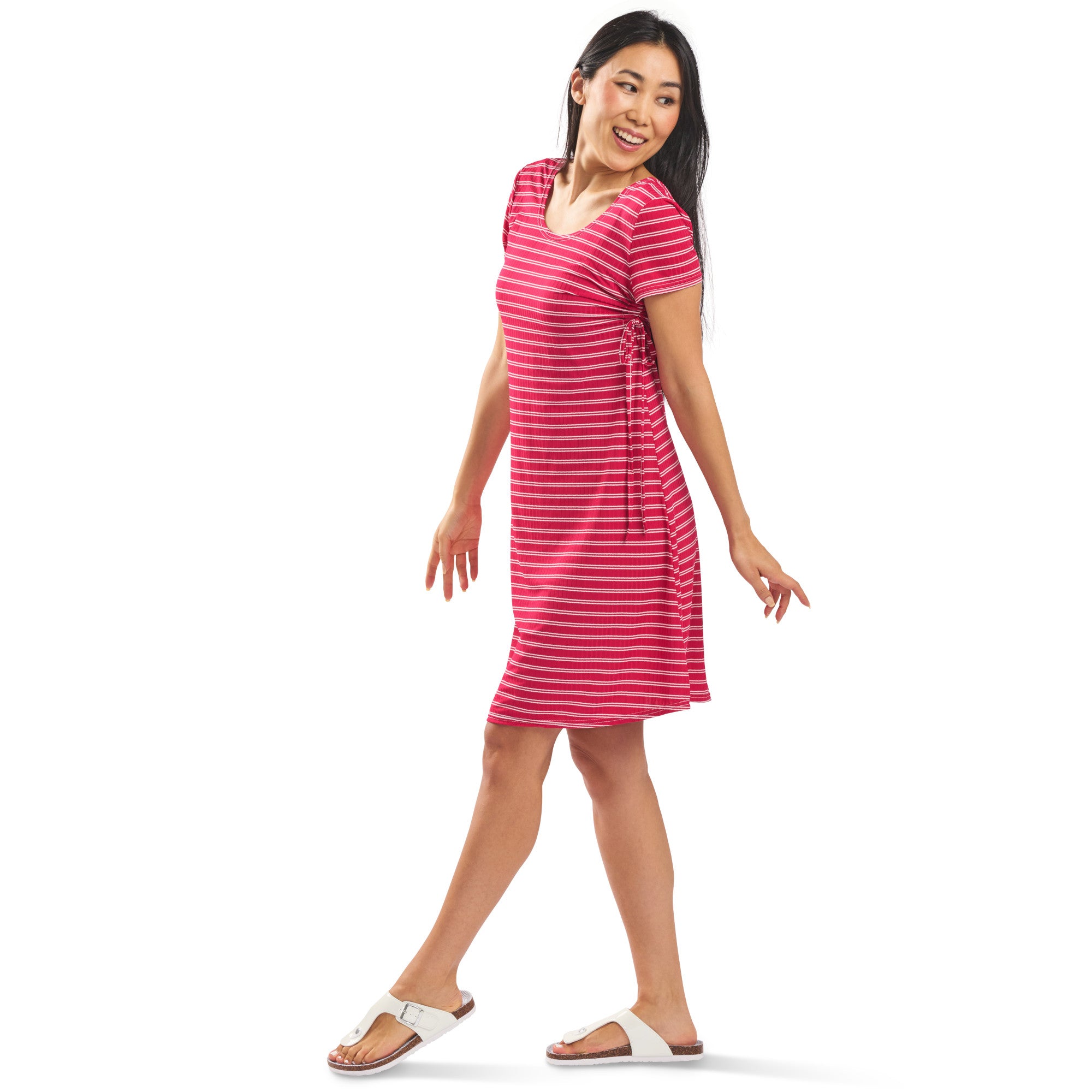 Women's Striped Short Sleeve Dress Giant Tiger