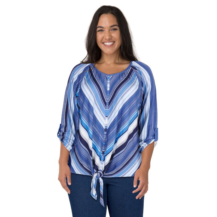 lily morgan Women's Plus 3/4 Sleeve Tie-Front Top