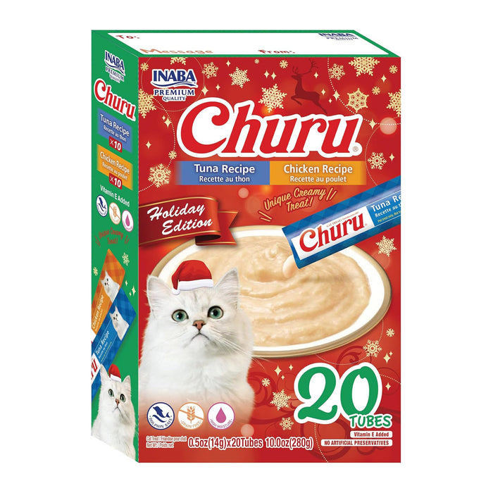 Inaba Churu Purée Tube Cat Treats, Tuna & Chicken, 20-Pack