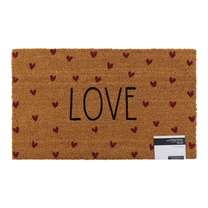 HomeStyles Heart Print Coir Mat, English, 18-in x 30-in.