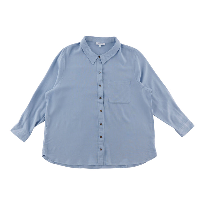 mySTYLE Women's Plus Linen Button-Up Shirt